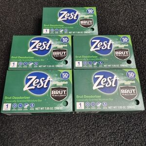5 Zest Brut Deodorizer Classically Scented Moisture Bar Soap 7.05 oz. each NEW
